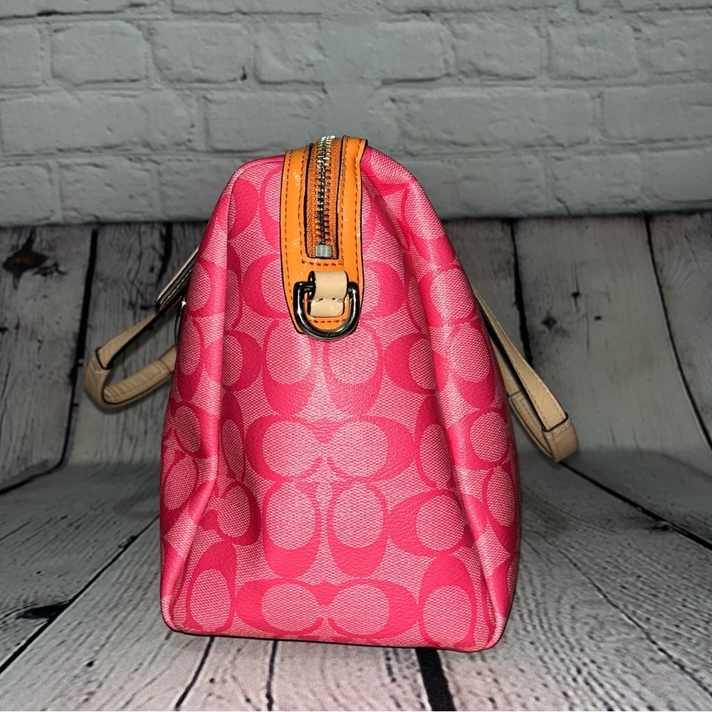 Coach Pink and Orange Signature Satchel - Picture 9 of 16